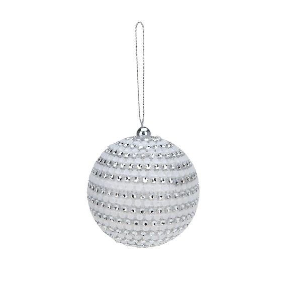 Itemz, Large Christmas Ball White Silver, Available in Different Sizes