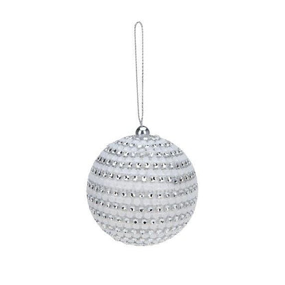 Itemz, Large Christmas Ball White Silver, Available in Different Sizes