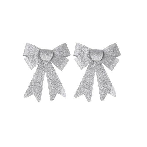 Itemz, Bow Set Of 2Pcs Silver 19Cm