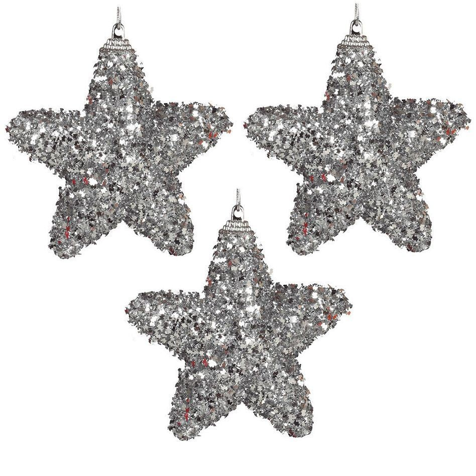 Itemz, Set Of 3 Hanging Decoration Stars 12Cm
