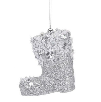 Itemz, Christmas Ornament Silver Boot 9 Cm, Available in Different Colors