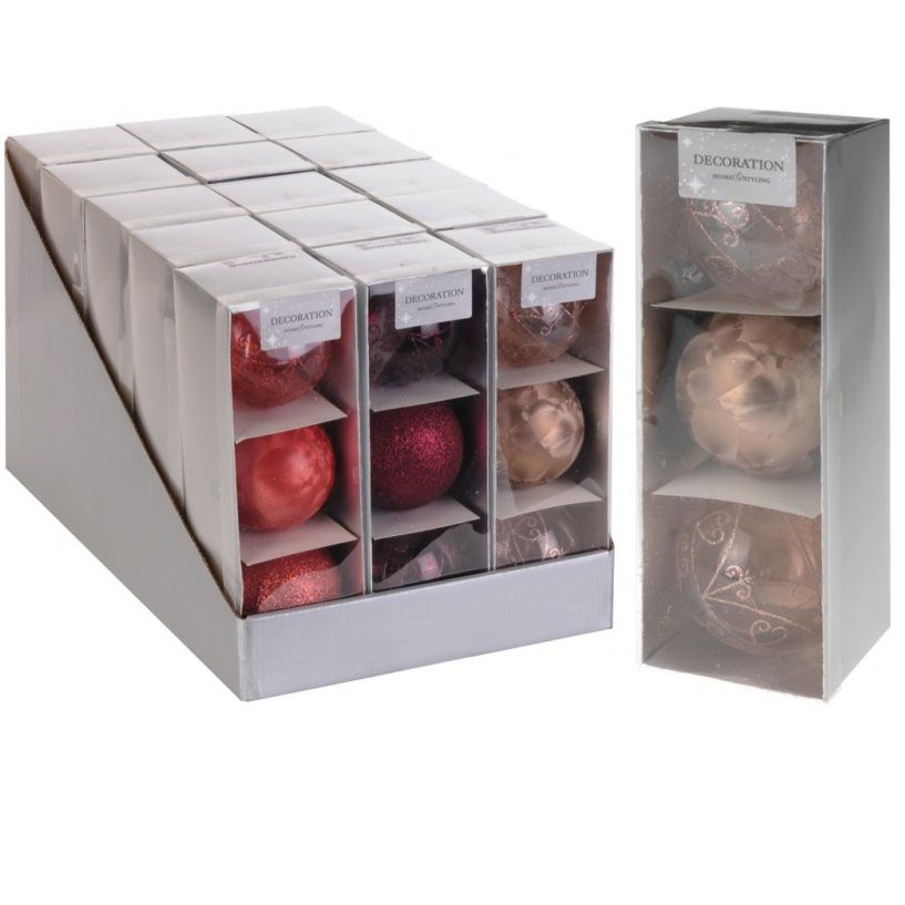Itemz, Set Of 3 Christmas Balls 8Cm, Available in Different Colors