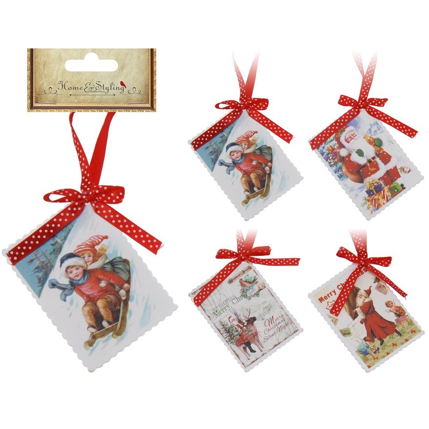 Itemz, Hanging Christmas Decoration Card 8Cm, Available in Different Colors