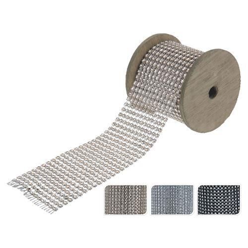 Itemz, Christmas Ribbon With Fake Diamonds 2.7M White