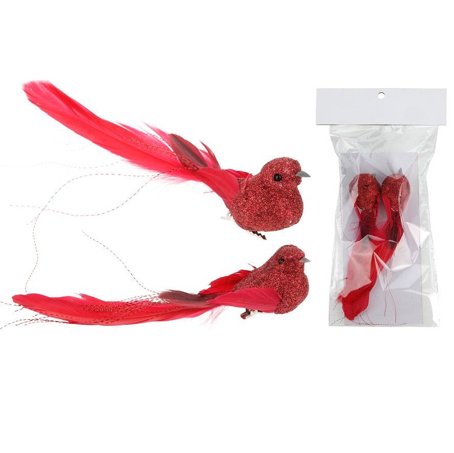 Itemz, Set Of 2 Birds Feather On Clip, Available in Different Colors