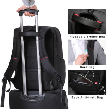 Kingsons, Multifunctional Large Design Backpack Ks3140W Black 17.3 Inch Water-Resistant, Shock-Resistant, Ergonomic Deisgn