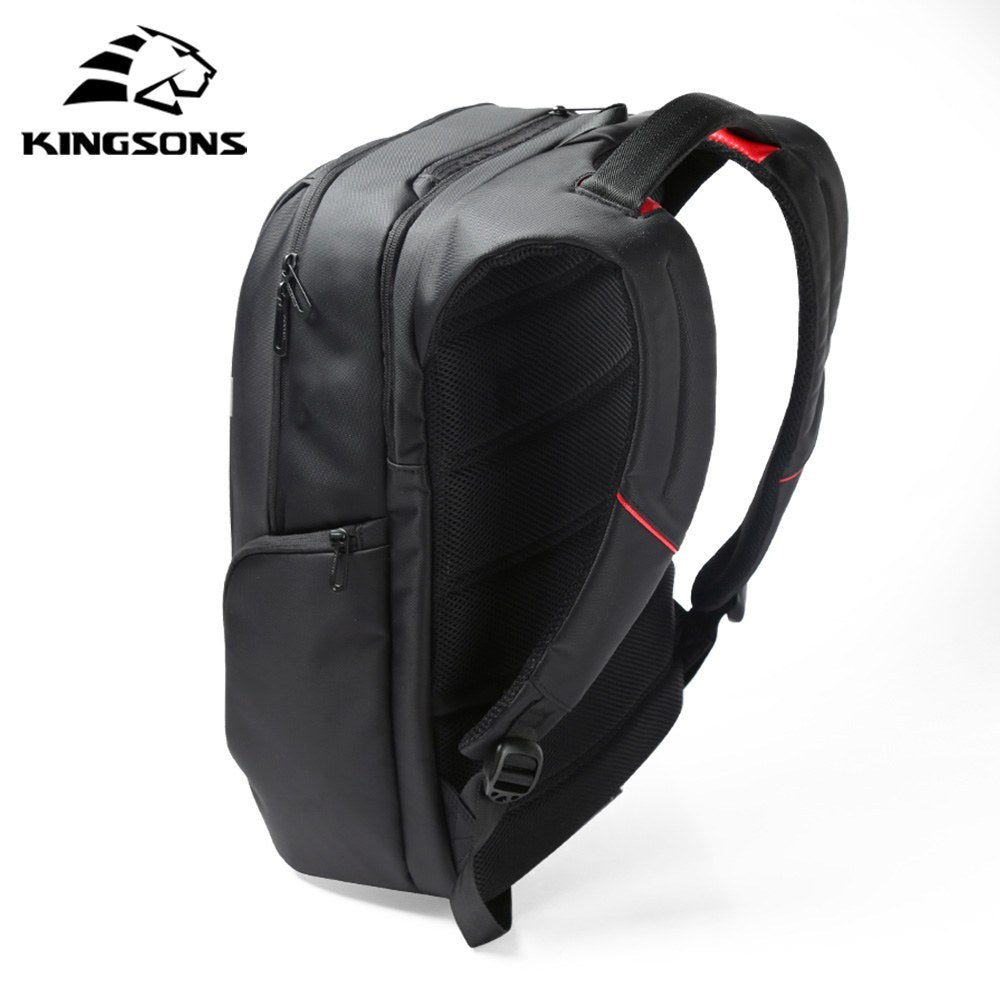 Kingsons, Multifunctional Large Design Backpack Ks3140W Black 17.3 Inch Water-Resistant, Shock-Resistant, Ergonomic Deisgn