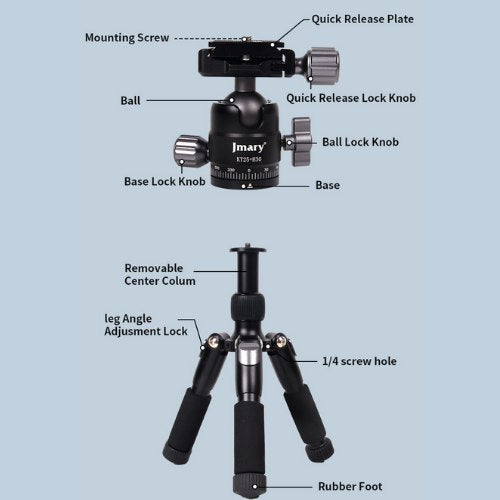 Jmary Portable Desktop Aluminum Tripod Kt-25+H30