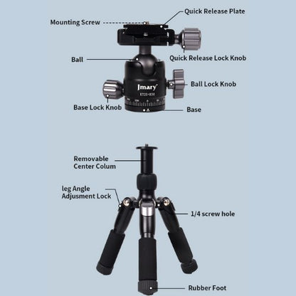 Jmary Portable Desktop Aluminum Tripod Kt-25+H30
