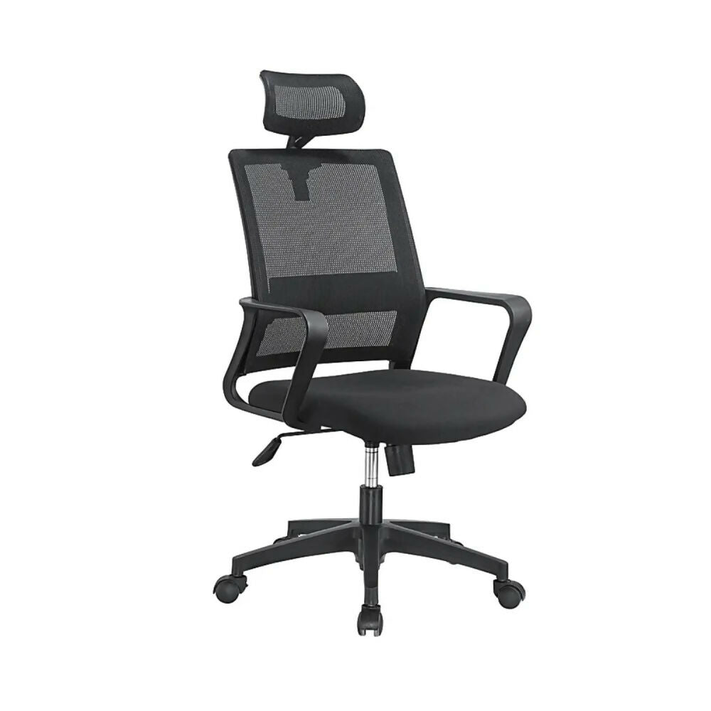 Valencia High Back Chair, Black Mesh, Fabric Seat With Foam - [HxWxD: 101x58x59cm], XXX-XG105A