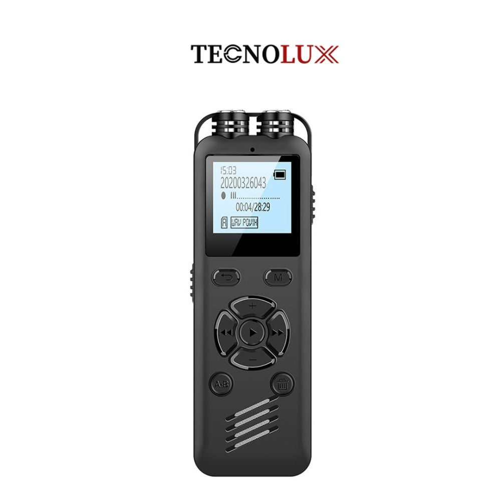 Technolux, Mini Digital Voice Recorder 16Gb, Professional Recording Chip Dual Microphone