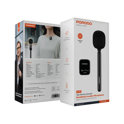 Porodo Two-Device Connect Handheld Lavalier Microphone, LFS133