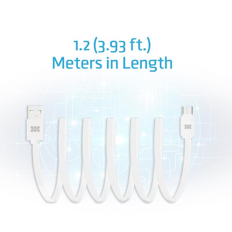 Promate, Premium Flat Micro-USB Sync & Charge Cable, White