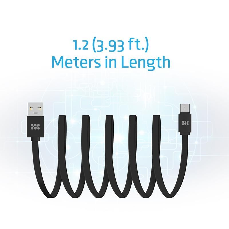 Promate, Premium Flat Micro-USB Sync & Charge Cable, Black
