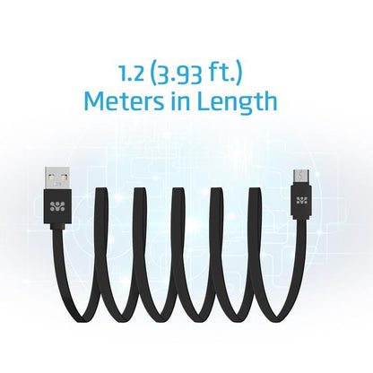 Promate, Premium Flat Micro-USB Sync & Charge Cable, Black