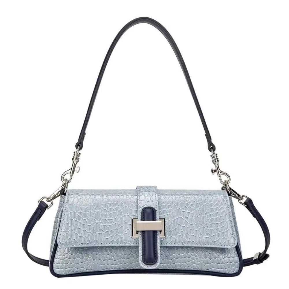 [LN-SB-001-2510-04] The Muse Baguette | Sling Shoulder Bag | Crocodile Blue