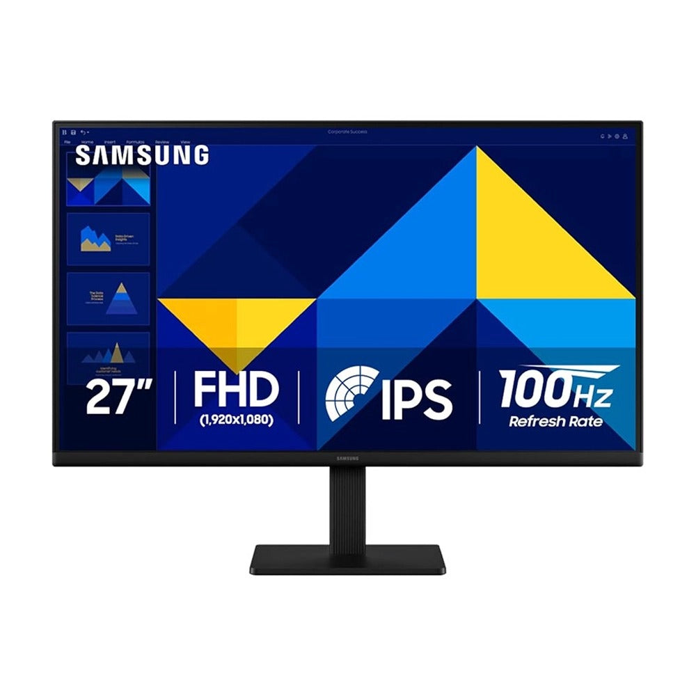 Samsung, Essential Monitor S3 S30Gd| 27?? Ips Display|5Ms Response Time| Fhd Resolution: 1920X1080| Black| Eye Saver Mode & Game Mode Feature| 100 Hz Refresh Rate| Contrast Ratio:1000:1|Viewing Angle 178?|Ports: 1 Hdmi, 1 Vga| 1 Year Warranty