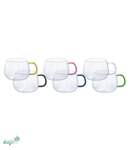Luciano, 350Ml Borosilicate Single Wall Color Handles Glass Cup Set In Gift Box