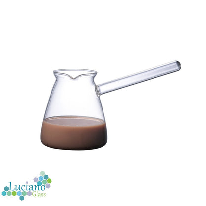 Luciano, Borosilicate 6Pc Transparent 2Xdouble Wall Cups And Saucers With 350Ml Glass Kettle And Long Handle Glass Spoon B/12