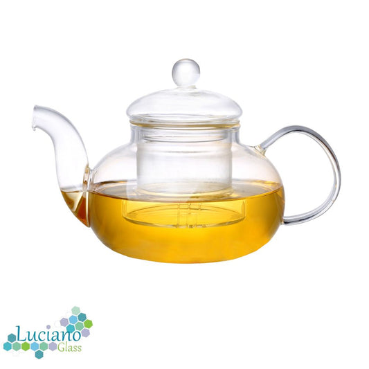 Luciano, 1200Ml Borosilicate Glass Tea Pot With Glass Cover And Filter