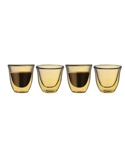 Luciano, 4Pcs Set 70Ml Ion Plating Amber Borosilicate Cawa Glass 1. Heat Resistant 2. Combination: 70Ml Glass* 4Pcs 3. Packing: Set Of 4/Bubble Wrapped/Color Box / 24Sets/Ctn