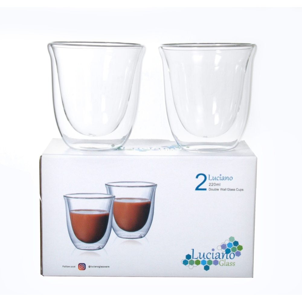 Luciano, 220ml Borosilicate / Double Wall / Isotherm Cawa Shape / Glass Cups Set