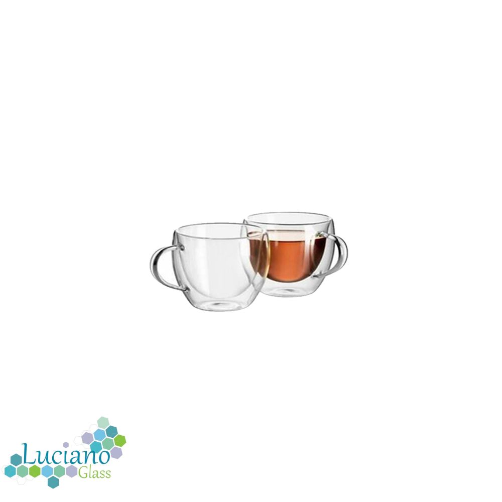 Luciano, 90ml Borosilicate / Isotherm / Double Wall Zicco Espresso Glass 2PC Cup in Gift Box