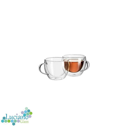 Luciano, 90ml Borosilicate / Isotherm / Double Wall Zicco Espresso Glass 2PC Cup in Gift Box