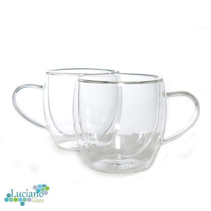 Luciano, 90ml Borosilicate / Isotherm / Double Wall Zicco Espresso Glass 2PC Cup in Gift Box
