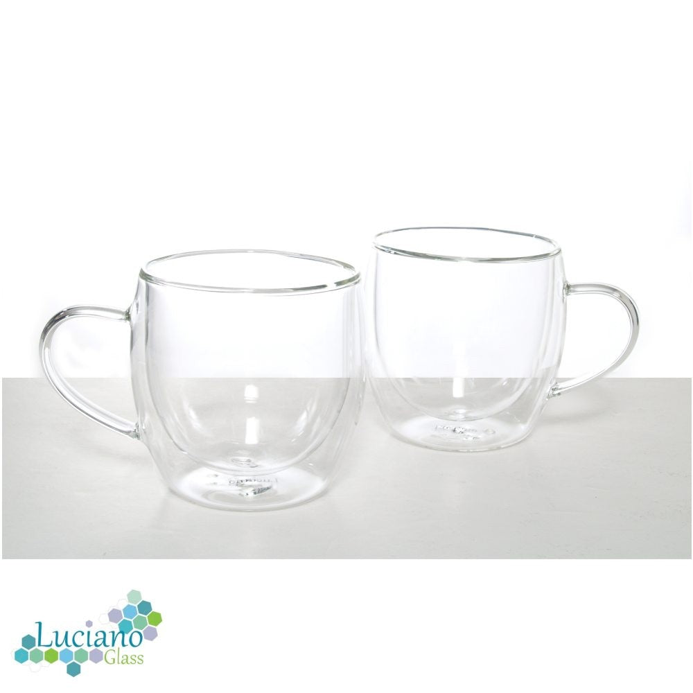 Luciano, 250ml Borosilicate / Isotherm / Double Wall Zicco Glass with Handles 2PC Cup in Gift Box