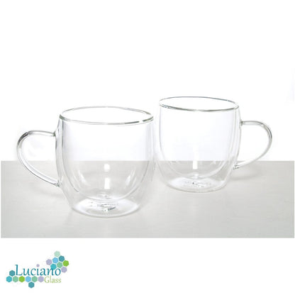 Luciano, 250ml Borosilicate / Isotherm / Double Wall Zicco Glass with Handles 2PC Cup in Gift Box