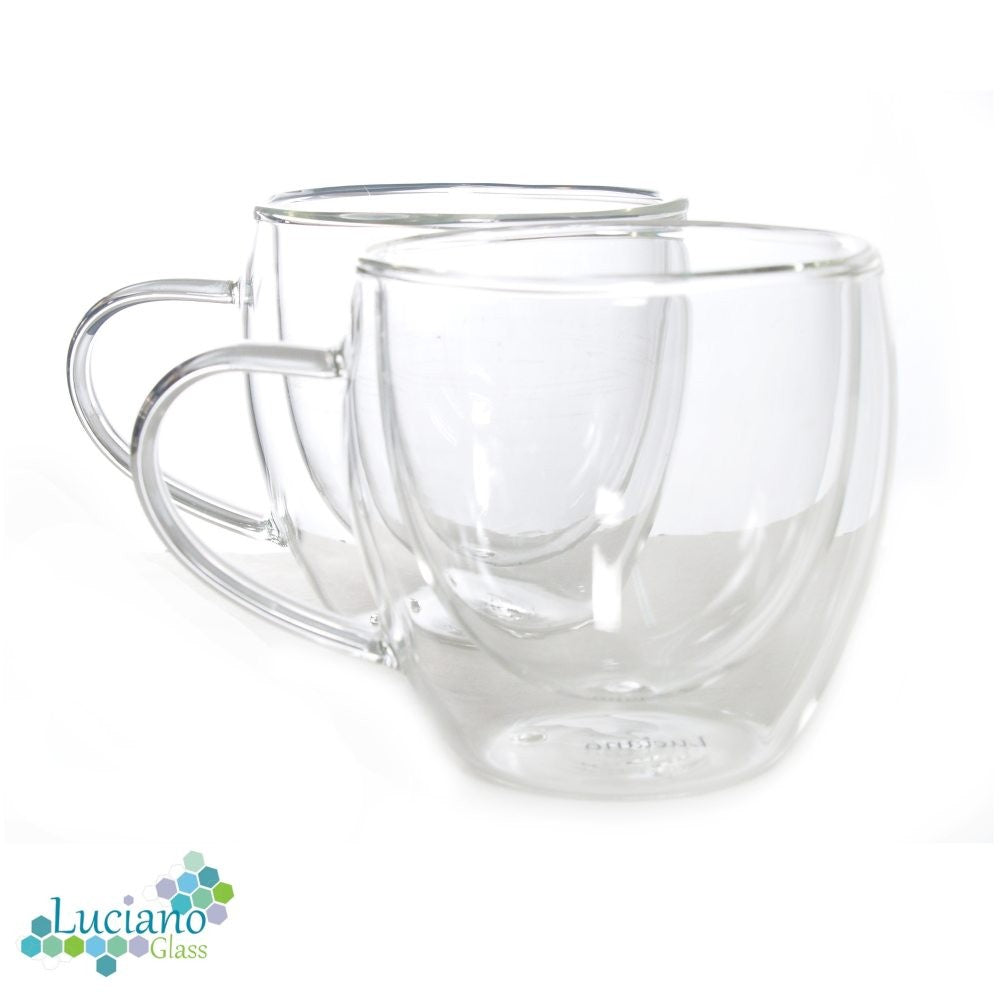 Luciano, 300ml Borosilicate / Isotherm / Double Wall Zicco Glass with Handles 2PC Cup in Gift Box