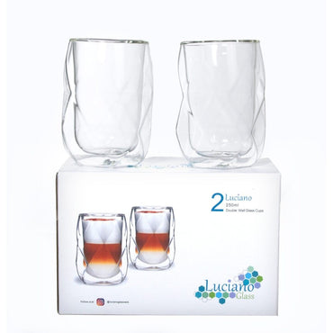 Luciano, 250Ml Borosilicate / Isotherm / Double Wall Geometrical Glass Cup Set