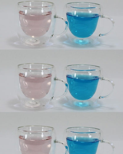 Luciano, High Borosilicate Round Glass Espresso Double Wall Glass Cups With Handles 80Ml - 2Pc Set