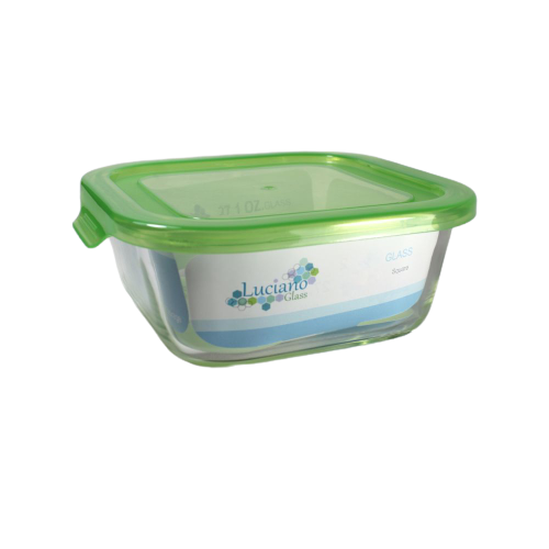 Luciano, High Borosilicate Sqaure Glass Food Container 800Ml With Simple Lid