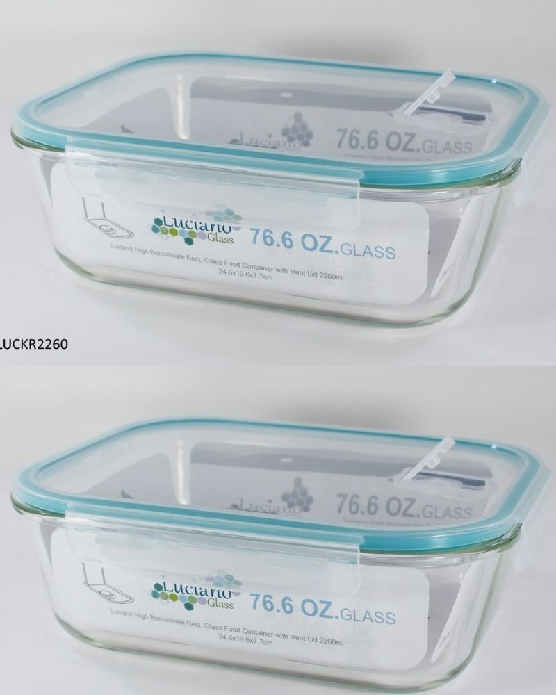 Luciano, High Borosilicate Rectangular Glass Food Container With Vent Lid 2260Ml