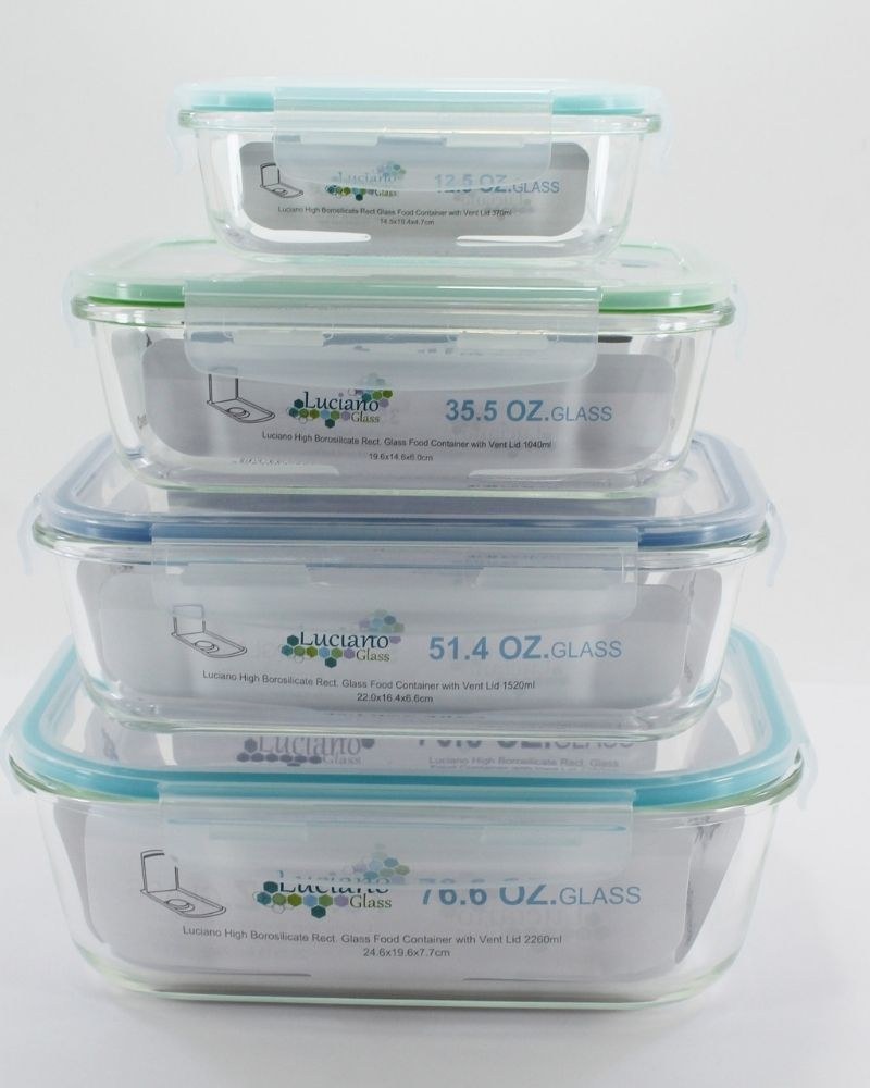 Luciano, High Borosilicate Rectangular Glass Food Container With Vent Lid 2260Ml