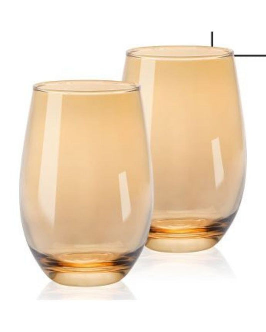 Luciano, 400Ml Cristal Cups 2Pcs Set Gold Color
