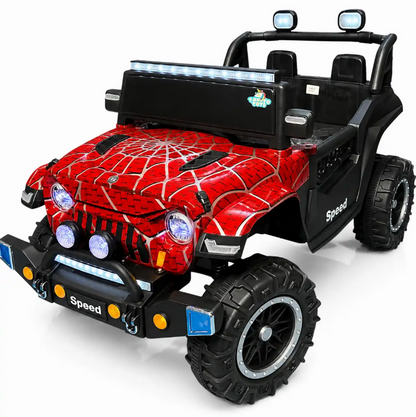 Jeep Wrangler Spider Edition Kids Ride-On Car – 12V Battery, 4 Motors, LED Lights & Music