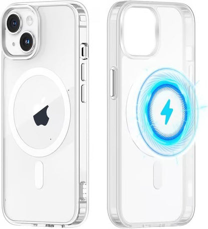 Magnetic Clear Phone Case For Iphone 16 Transparent Shockproof Cover For Mag Wireless Charging Magnet Case