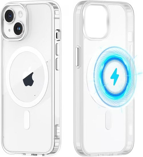 Magnetic Clear Phone Case For Iphone 16 Transparent Shockproof Cover For Mag Wireless Charging Magnet Case
