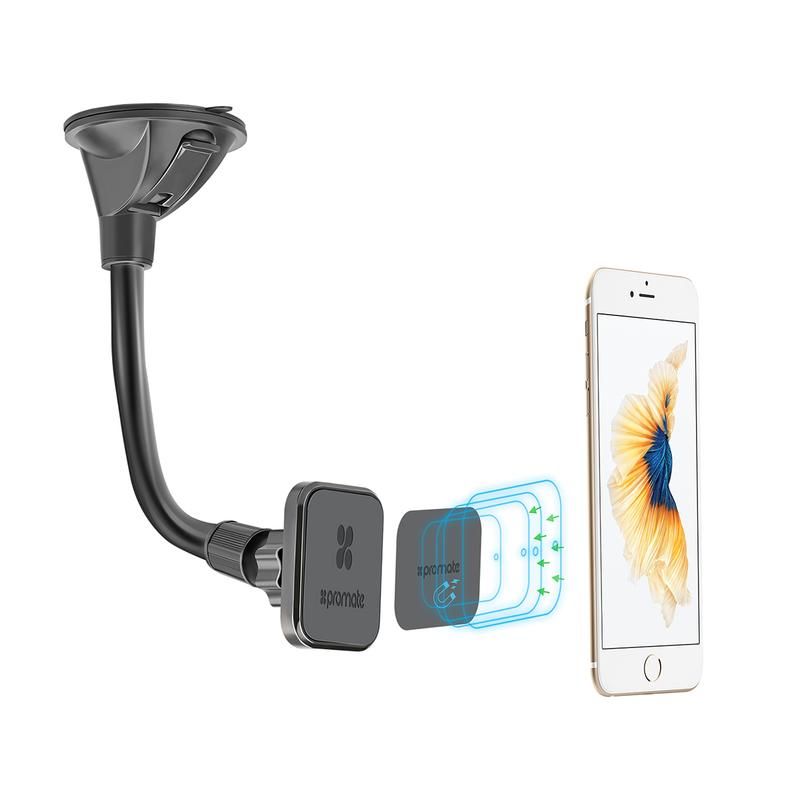 Promate, Universal 360 Magnetic Rotatable Dashboard Car Mount, Black
