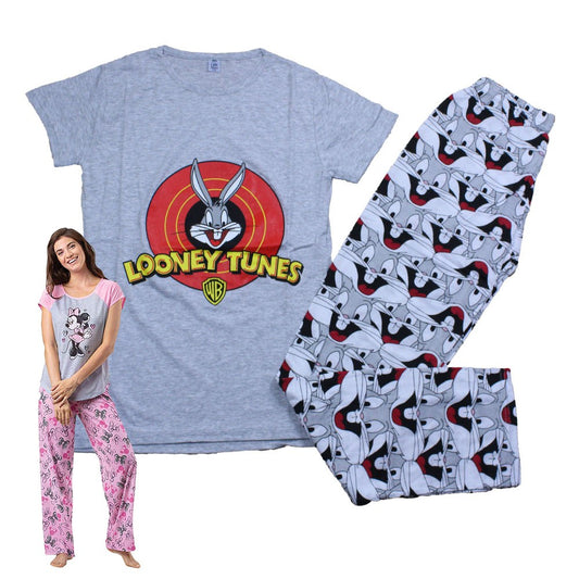 Max Lara, Women's Cotton Printed Night Suit - Looney Tunes - Grey, Available in Different Sizes
