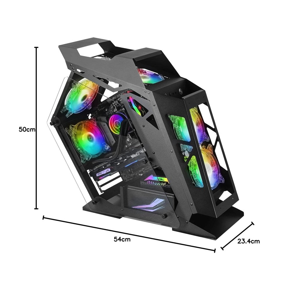 Mars, Gaming Mc61 Premium Micro-Atx Case, 4X 12Cm Argb, Remote Rf, Glass, Black