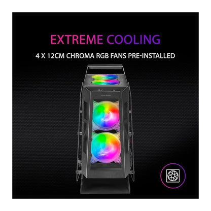 Mars, Gaming Mc61 Premium Micro-Atx Case, 4X 12Cm Argb, Remote Rf, Glass, Black