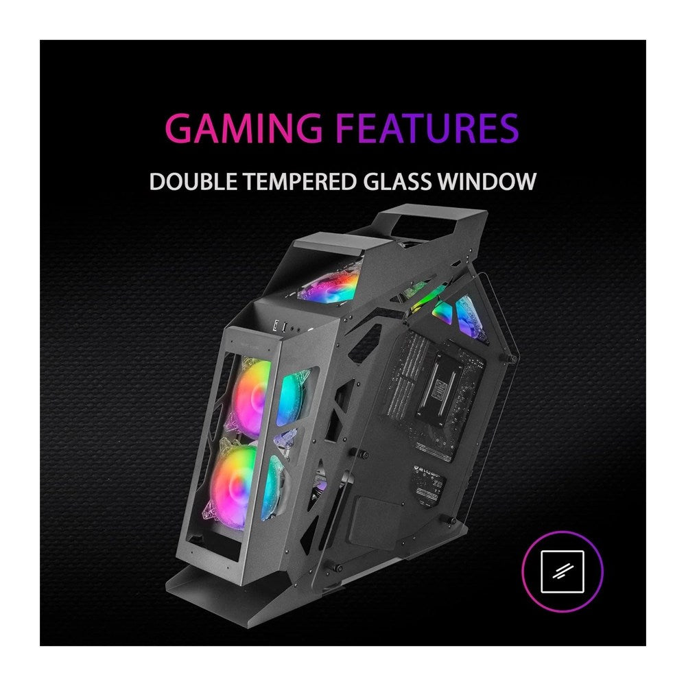 Mars, Gaming Mc61 Premium Micro-Atx Case, 4X 12Cm Argb, Remote Rf, Glass, Black