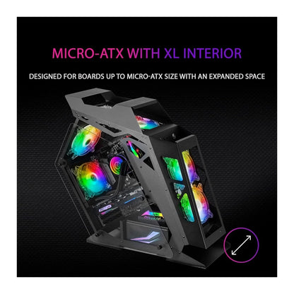 Mars, Gaming Mc61 Premium Micro-Atx Case, 4X 12Cm Argb, Remote Rf, Glass, Black