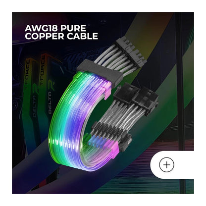 Mars, Gaming Mca-16 Premium 16Pin (8+8) Vga Power Extension Cable, Optical Fiber, Awg18 Pure Copper