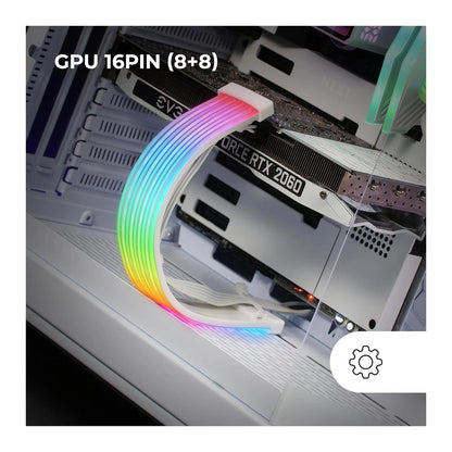 Mars Gaming Mca-16X, Argb Led Strip 16Pin (8+8) Power Supply Cable, High-End Silicon Single Layer Cable With Side Light Strip