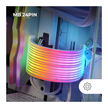 Mars Gaming Mca-24X, Argb Led Strip 24Pin Power Supply Cable, High-End Silicon Single Layer Cable With Side Light Strip